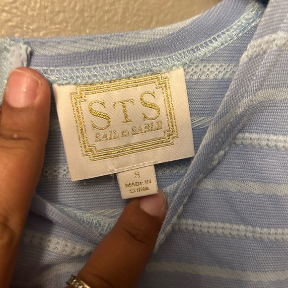 Sail to Sable dress - light blue/white stripe long sleeve casual lightweight - Picture 4 of 10